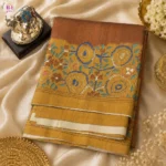 Koria Silk Premium Saree Brown Mustard Floral Designer Saree